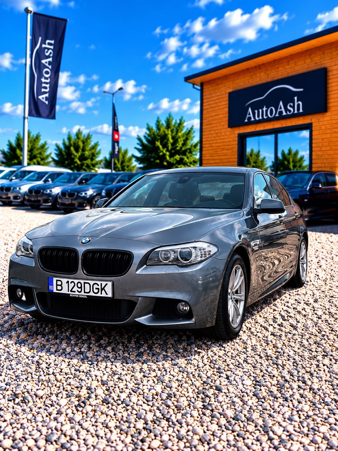 BMW Seria 5 F10 gri și Audi A6 în parcul AUTOASH din Buftea